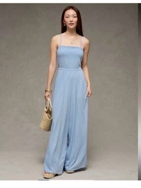 American Eagle Outfitters Pale Blue Slim Strap Tank jumpsuit small NWT wide leg